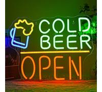 LMSIGNLY Cold Beer Neon Sign Open Neon Sign per birra Decorazione da parete Neon Beer Light per Bar Pub Cheer LED Sign for Man Cave Home Store Bar Party Bistro Decorazione da parete