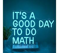 LMSIGNLY È un buon giorno per fare matematica segno al neon per aula matematica lettera luce al neon led segni al neon blu luci al neon per aula stanza dei bambini decorazione biblioteca