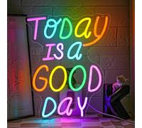 LMSIGNLY Oggi è una buona giornata al neon segno lettera luce neon parole colorate segno luce neon motivazione LED luce segno per bar caffetteria ristorante ufficio soggiorno
