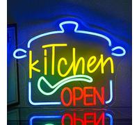 LMSIGNLY Ristorante Neon Segno Cucina Aperto Luce Verde Cucchiaio Rosso Dimmerabile Per La Decorazione Della Parete Attività commerciale Store Casa Cucina