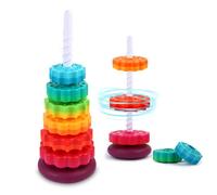 LMTNNB Giocattoli impilabili - Torre arcobaleno, giocattolo impilabile per bambini, giocattolo educativo per bambini dai 1 ai 3 anni, resistente plastica ABS, riconoscimento di colore e forma,