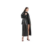 Lmtossey Borgogna Lungo Trench Cappotto Donna Primavera Autunno Cintura In Pelle PU Lusso Maxi Cappotto, Bl009, M