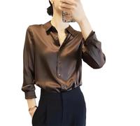 Lmtossey Primavera Formale Top per Donna Raso Donna Camicia & Camicetta, Marrone, XL