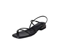 Lmtossey Sandali da donna argento a fascia stretta, concise eleganti scarpe estive casual da donna per uso quotidiano, Nero , 36 EU