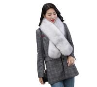 Lmtossey Sciarpa invernale da donna in vera pelle, Bianco 1, Length 125cm