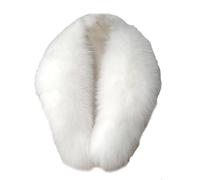 Lmtossey Sciarpa invernale da donna in vera pelle con colletto lungo, Bianco 1, 90 cm