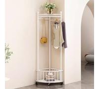 LMTYBOC Appendiabiti angolare in metallo, autoportante con ganci, scaffale portaoggetti e scarpiera, ideale per ingresso, corridoio, soggiorno, camera da letto nization