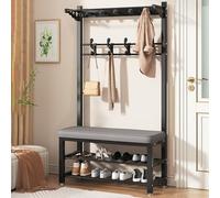 LMTYBOC Appendiabiti autoportante 3 in 1 da ingresso, scarpiera con cuscino, albero per soggiorno e corridoio, 2 colori (nero, 60 cm), soluzione salvaspazio