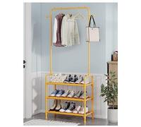 LMTYBOC Appendiabiti autoportante con 2 ganci e 3 ripiani, elegante ingresso giallo, 60 x 30 x 165 cm, per corridoio e area di ingresso