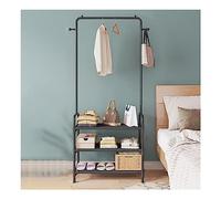 LMTYBOC Appendiabiti autoportante con 2 ganci e scarpiera a 3 livelli, elegante ingresso per corridoio, design salvaspazio (colore: nero, dimensioni: 60 x 30 x 165 cm)