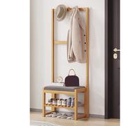 LMTYBOC Appendiabiti da corridoio 3 in 1 in bambù con panca per scarpe, soluzione per riporre oggetti, ganci e panca, marrone, 70 cm, perfetta per nizzare l'ingresso