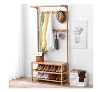 LMTYBOC Appendiabiti da ingresso 3 in 1 con panca per scarpe, appendiabiti in legno massiccio e ripiano portaoggetti, elegante corridoio per cappotti e scarpe, perfetto per l'ingresso