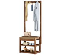 LMTYBOC Appendiabiti in bambù con scarpiera, salvaspazio, stabile, per corridoio, camera da letto, ingresso (50 x 29 x 168 cm)