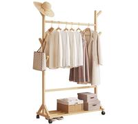 LMTYBOC Appendiabiti in legno con scarpiera, appendiabiti arrotolabile, stabile e facile da montare, design industriale, carico massimo 80 kg, perfetto per spogliatoio, 60/70/80 cm x 35 cm x 155 cm