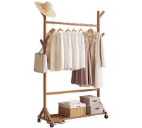 LMTYBOC Appendiabiti in legno con scarpiera, supporto per vestiti arrotolabile, supporta fino a 80 kg, costruzione robusta, facile da montare, design industriale per cabine armadio: 60/70/80 cm x 35