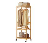 LMTYBOC Armadio aperto in bambù con scarpiera, appendiabiti arrotolabile per camera da letto, ingresso, corridoio, ufficio, soluzione elegante e funzionale per riporre oggetti