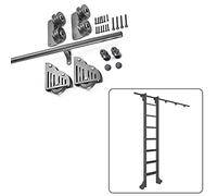 LMTYBOC Binario di estensione per scala da biblioteca in acciaio nero, kit per porta scorrevole da 1,9 m, con ruote a rulli per pavimento, scala di rotolamento hardware per biblioteca, kit di