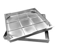 LMTYBOC Copertura e telaio in acciaio inox, coperchio invisibile zincato e telaio in acciaio inox, coperchio per fossa settica e base quadrata in gesso per ispezione invisibile (400 x 400 mm)