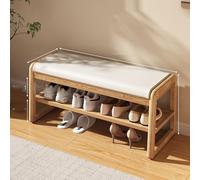 LMTYBOC Elegante scarpiera ottomana con vano portaoggetti, panca da ingresso, seduta imbottita, telaio in legno di gomma, angoli arrotondati, pelle PU, larghezza 100 cm