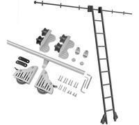 LMTYBOC Kit di ferramenta a scala mobile per biblioteca, con tubo rotondo in metallo, per librerie, con rullo sicuro da pavimento, 300 cm
