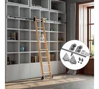 LMTYBOC Kit di ferramenta in acciaio al carbonio per libreria, binario scorrevole e scala mobile per biblioteca, accessori per porte scorrevoli (senza scala), kit binario da 300 cm