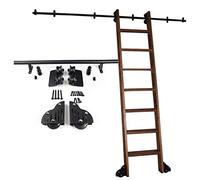 LMTYBOC Kit di ferramenta per biblioteca, scala scorrevole, 100 cm, binario rotondo (senza scala), con ruote a rulli per pavimento, 100 cm