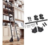 LMTYBOC Kit di ferramenta retrattile per biblioteca, tubo rotondo, binario mobile con freni a rullo a pavimento, pista scorrevole in metallo per casa e ufficio, 100 cm