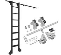 LMTYBOC Kit di ferramenta retrattile per biblioteca, tubo tondo grigio argento tubo mobile estensione scala binario (senza scala), binario scorrevole personalizzabile/kit binario 500 cm