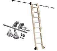 LMTYBOC Kit di ferramenta scorrevole per biblioteca, 1,9 m, tubo rotondo, mobile per casa, ufficio, kit completo per loft, ruote a rulli per pavimento, kit binario da 200 cm