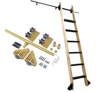LMTYBOC Kit hardware per scala da biblioteca, 100-732 cm, kit di binari regolabili per casa, ufficio e magazzino, include rulli da pavimento con freno/kit binario da 500 cm