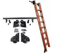 LMTYBOC Kit hardware per scala di rotolamento per biblioteca, binario scorrevole durevole per uso domestico e commerciale, binario rotondo in acciaio nero, movimento fluido e silenzioso/300 cm