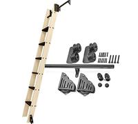 LMTYBOC Kit hardware per scala scorrevole per biblioteca, binario mobile in acciaio nero con ruote a rullo, facile da installare (senza scala), kit binario da 600 cm