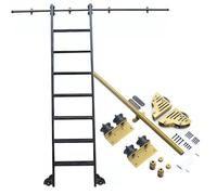 LMTYBOC Kit hardware per scaletta per biblioteca, tubo rotondo per biblioteca, scala scorrevole, set completo di rulli per pavimento con freno per casa/interni/loft/300 cm