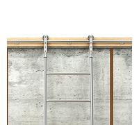 LMTYBOC Kit per porta scorrevole da fienile da 1,9 m, kit completo di binari per libreria scorrevole (senza scala), tubo rotondo in acciaio inox, scala mobile per casa/interni/loft/400 cm