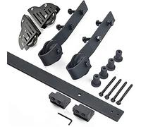 LMTYBOC Kit per porta scorrevole nera, set completo di ferramenta per scala scorrevole + binario di prolunga (senza scala), adatto per casa/interni/loft/biblioteca/nero/200 cm