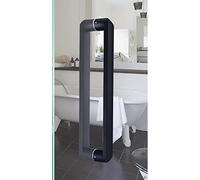 LMTYBOC Maniglia per porta della doccia in acciaio inox nero, finitura lucida completa, maniglia per porta in vetro, maniglia tubolare per porta da fienile