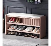 LMTYBOC Panca moderna per scarpe, ingresso imbottito con cuscino in pelle, elegante scarpiera da corridoio, mobili rosa-bianco, 80 x 30 x 45 cm