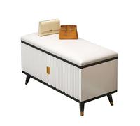 LMTYBOC Panca portaoggetti con cuscini, scarpiera con seduta, panca per scarpe, elegante scarpiera con ante, colore bianco e nero, 60 x 30 x 50 cm
