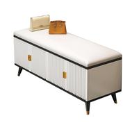 LMTYBOC Panca portaoggetti con seduta, scarpiera con cuscino, scarpiera con ante, elegante scarpiera bianca e nera, 120 x 30 x 50 cm, perfetta per l'ingresso