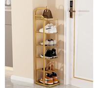 LMTYBOC Robusta scarpiera in metallo a 10 ripiani, design stretto salvaspazio, scarpa nera, elegante scarpiera (colore oro, dimensioni a 6 livelli)