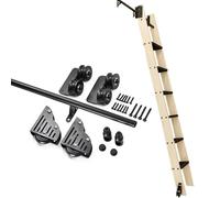 LMTYBOC Rolling Library Ladder Hardware Kit, Silenzioso, Nger e Più Durevole, Tubo Rotondo in Acciaio al Carbonio Scala Scorrevole Binario con Rullo Pavimento/200 Cm Kit Binario
