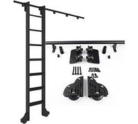 LMTYBOC Scala per biblioteca con guide scorrevoli resistenti, kit hardware per libreria, scala mobile, sistema a rulli, nero (senza scala), colore: nero, 400 cm