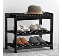 LMTYBOC Scarpiera a 3 livelli con contenitore, seduta da ingresso, scarpiera nera per corridoio e camera da letto, elegante e funzionale, 50 cm