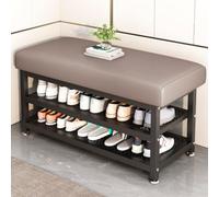 LMTYBOC Scarpiera a 3 ripiani in metallo con contenitore, sedile da ingresso salvaspazio, robusta e scarpiera per corridoio, camera da letto, atrio, mobili d'ingresso.