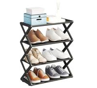 LMTYBOC Scarpiera a forma di X per la casa, multifunzionale in acciaio per dormitori, scaffale antipolvere, design elegante nero, soluzione salvaspazio