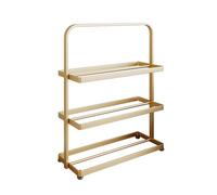 LMTYBOC Scarpiera alta a 3 ripiani, verticale e stretta, salvaspazio, per ingressi, soggiorni e camere da letto, elegante finitura dorata (56 x 45 cm)