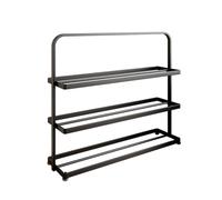 LMTYBOC Scarpiera alta a 3 ripiani, verticale salvaspazio per angoli stretti, ideale per piccoli spazi, ingressi, soggiorni e camere da letto (nero, 56 x 65 cm)