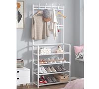 LMTYBOC Scarpiera da ingresso con 8 ganci, appendiabiti a 4/5 ripiani e scarpiera per corridoio, soggiorno, camera da letto, ufficio, colore bianco, dimensioni: 60 x 26 x 155 cm