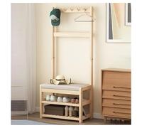 LMTYBOC Scarpiera da ingresso in legno con ganci e base solida, robusto appendiabiti indipendente per ufficio/ingresso/corridoio, dimensioni 60/70/80 cm