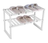 LMTYBOC Scarpiera espandibile a 2 ripiani, impilabile, salvaspazio, per bambini, design sottile, 53 x 26 x 38 cm, perfetta per piccoli spazi